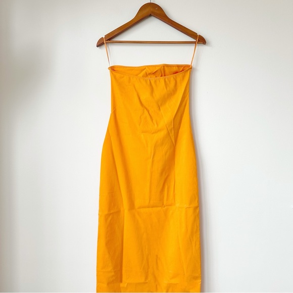 ZARA | NWT ORANGE CUT OUT STRAPLESS METAL RING DRESS STRETCHY SEXY BODY CON - Picture 3 of 15